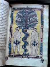 Pgina iluminada de un cdice manuscrito de la Biblioteca del Monasterio de Yuso en San Milln de la Cogolla