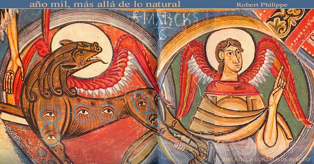 El len, smbolo de San Marcos, presentado por un ngel. Fresco  Abside de Sant Climent de Tahull, Catalua . Arte romnico: fin del siglo XI principio del XII (Foto Yan.)